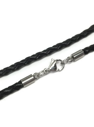 4/6/8MM Mens Black Braided Cord Rope Leather Necklace Choker w/ Magnetic  Clasp 