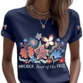 thumbnail image 4 of Goodtrade8 Women's American T Shirts Summer Short Sleeve Pullover July 4th Graphic , Red White and Blue Independence Day Crew Neck Fashion Tops for Junior Red White and Blue, 4 of 5