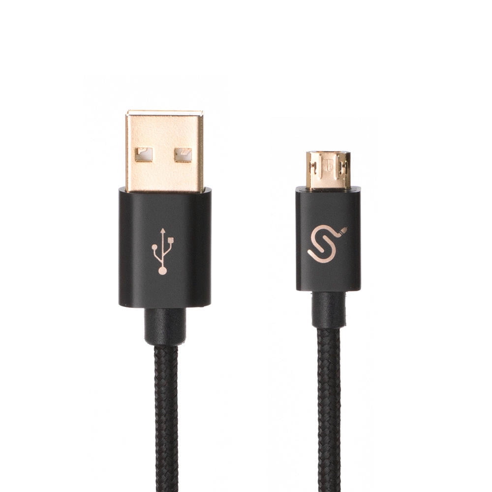 Reversible Micro USB Double Sided Charging/Sync Cable with Nylon Braided, Black PrimeCables