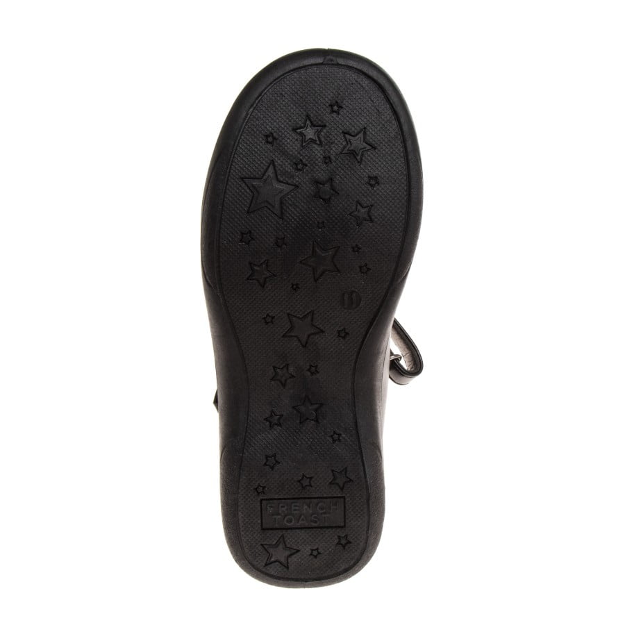 French Toast Little Kids Girls' Faux Leather Hook & Loop School Shoes - Black, 9