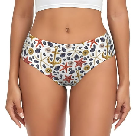 Womens Underwear - Conch Shells Print No.9048 No Show Seamless Underwear for Women  Soft Comfort Stretch Women s Panties  Hipster Ladies Panties Bikini Underwear Briefs