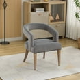 thumbnail image 2 of Accent Chair, Velvet Upholstered Armchair,&nbsp;PAPROOS Barrel Open Back Reading Armchair, Modern Accent Chair with Weathered Solid Wood Legs for Living Room Bedroom, Club, Gray, 2 of 8