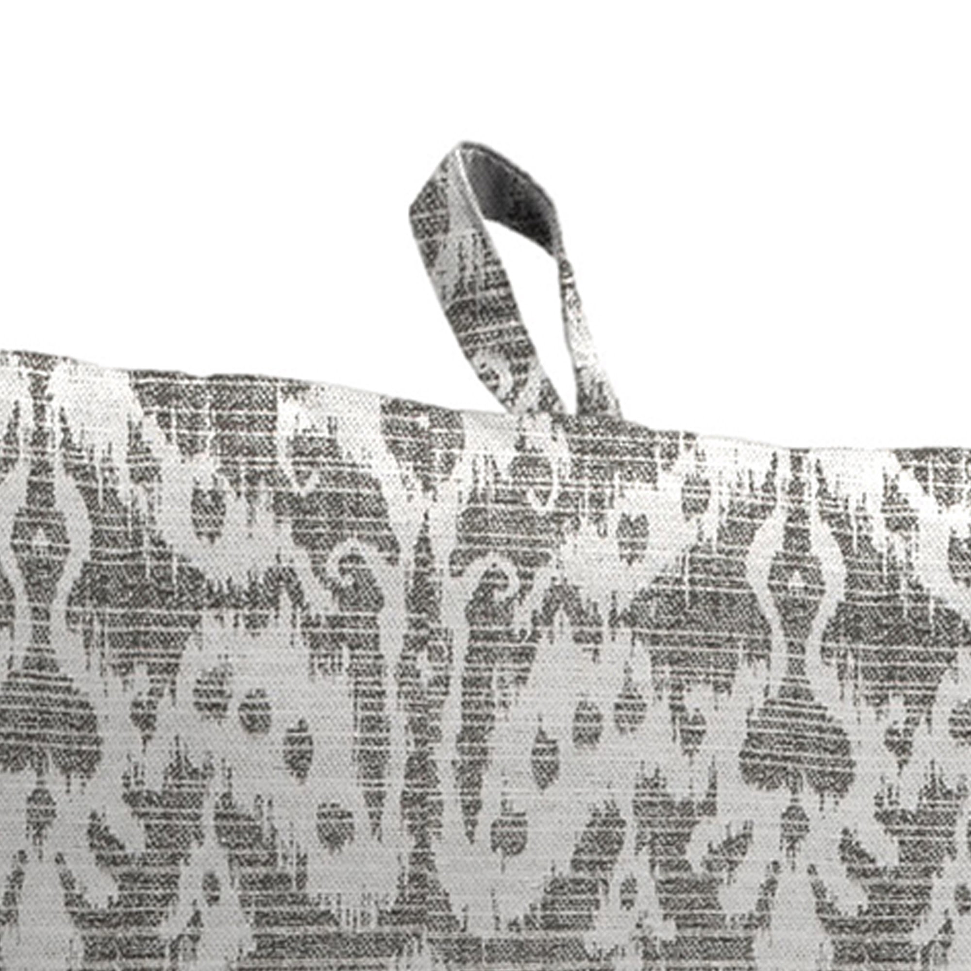 Jordan Manufacturing 44" x 21" Jeness Pewter Gray Damask Rectangular Outdoor Chair Cushion with Ties and Hanger Loop (2 Pack)