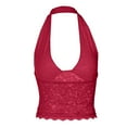 thumbnail image 3 of vigerkar Women Summer Sexy Lace Halter Tank Top Deep V Neck Dressy Sleeveless Backless Y2k Trendy Going Out Corset Crop Tee Red, S, 3 of 5