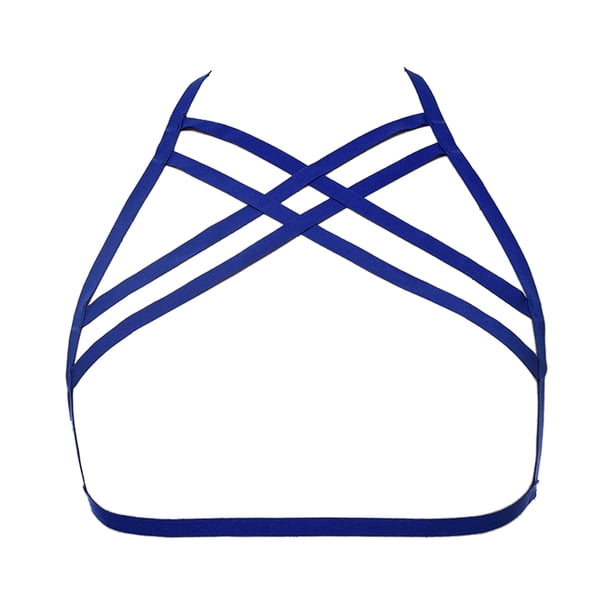 Lencería Elasticity Premium Material Ductilidad Romántico Air Strappospy Erogeus Misterioso Diseño único Moda Cupless Cage Bra RoyalBlue seitruly XX000641-05