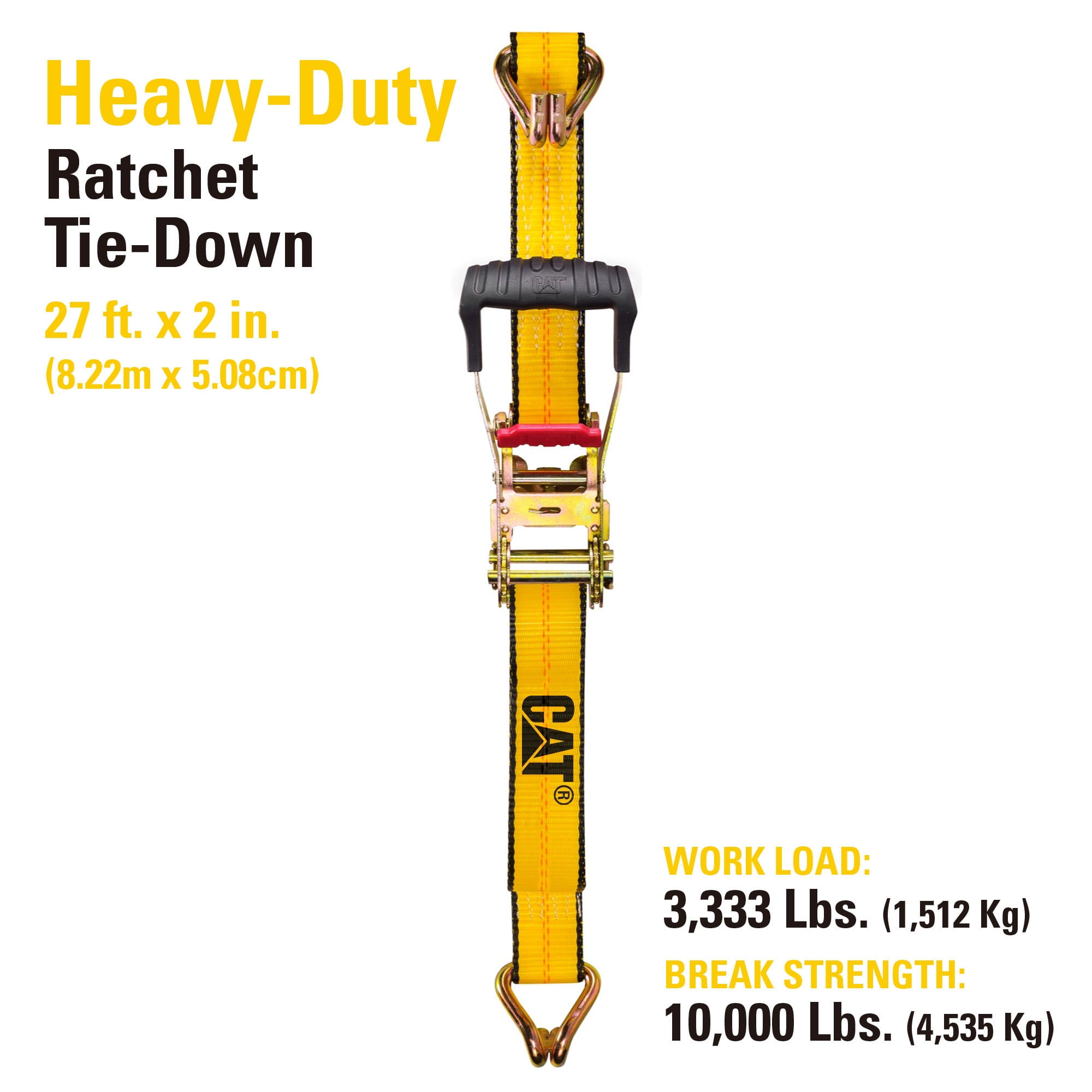 Cat 980068N Cat 980068N Heavy Duty Ratcheting 27 ft. 3333 lbs Truck Tie Down Strap J Hooks