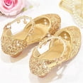 thumbnail image 5 of hoksml Girls Glitter Princess Heels with Star Ankle Strap, Sparkly Low Heel Dress Shoes for Wedding Party Pageant and Holiday Wear, 5 of 6