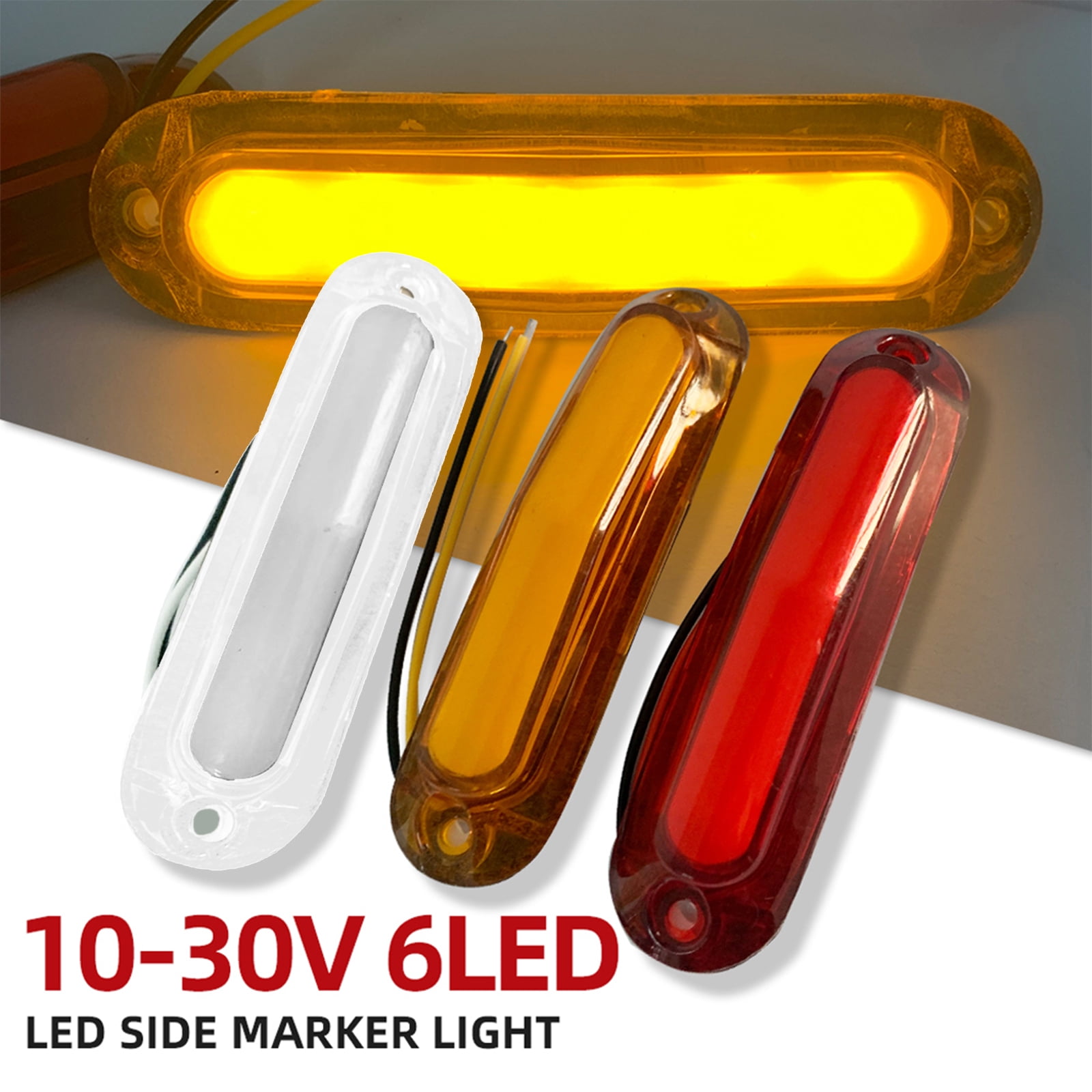 Huhudde 2x 6LED Trailer Truck Tail Light Stop Brake Turn Signal Tail Warning Lamp 12-24V