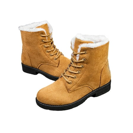 

SIMANLAN Ladies Winter Boot Plush Lined Warm Booties Mid Calf Snow Boots Womens Lightweight Hiking Bootie Women Comfort Outdoor Shoes Khaki 5