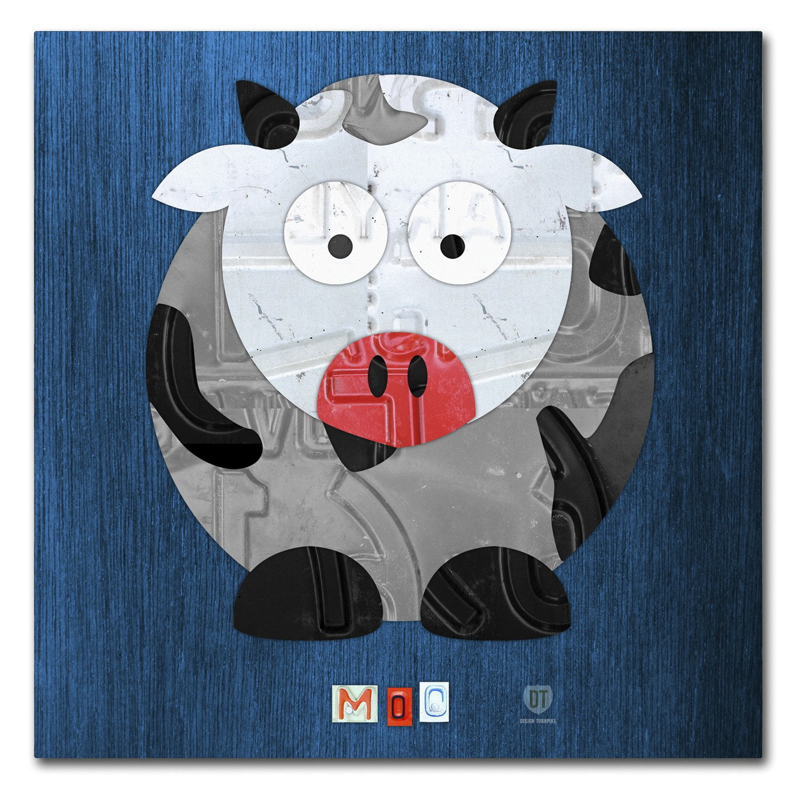 Trademark Fine Art 'Moo The Cow' Canvas Art by Design Turnpike, Black Matte, Black Frame