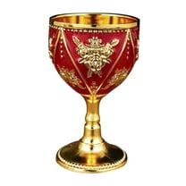 Piwvid 30ml Mini Gold Goblet Vintage Metal Embossed Wine Cup Retro Tiny Goblet Embossed Wine for Home Parties and Weddings