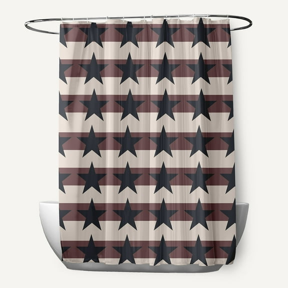 Simply Daisy 70" W x 73" L Stars and Stripes Polyester Shower Curtain, Blue-Red [1 Ct]