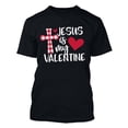 thumbnail image 4 of Edvintorg Couples Valentine'S Day Shirts Clearance Women Gifts Funny Love Letter Printed Short Sleeve T-Shirt Casual Tops Tee Classic Fit Basic Shirts Black L, 4 of 5