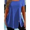 thumbnail image 2 of Asyoly Womens Tops Summer Short Sleeve Square Neck Blouse Casual Tunic Tops Loose Fit T Shirts, 2 of 5