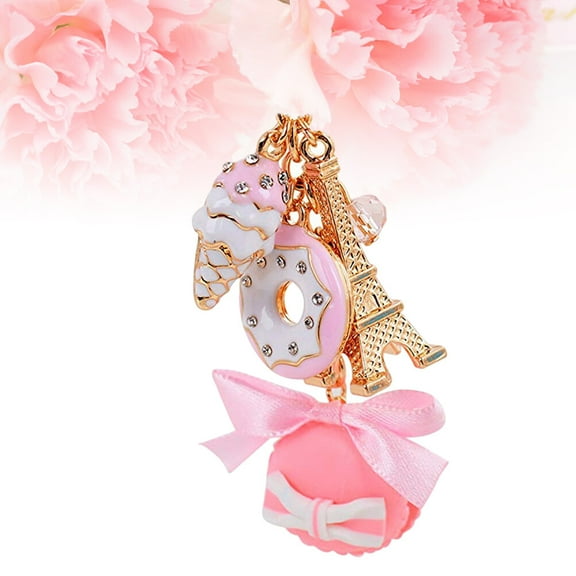 Masteelf Fashion Macarons Cake Keychain Key Chain Key Ring Bag Pendant Handbag Jewelry Gifts (Pink)