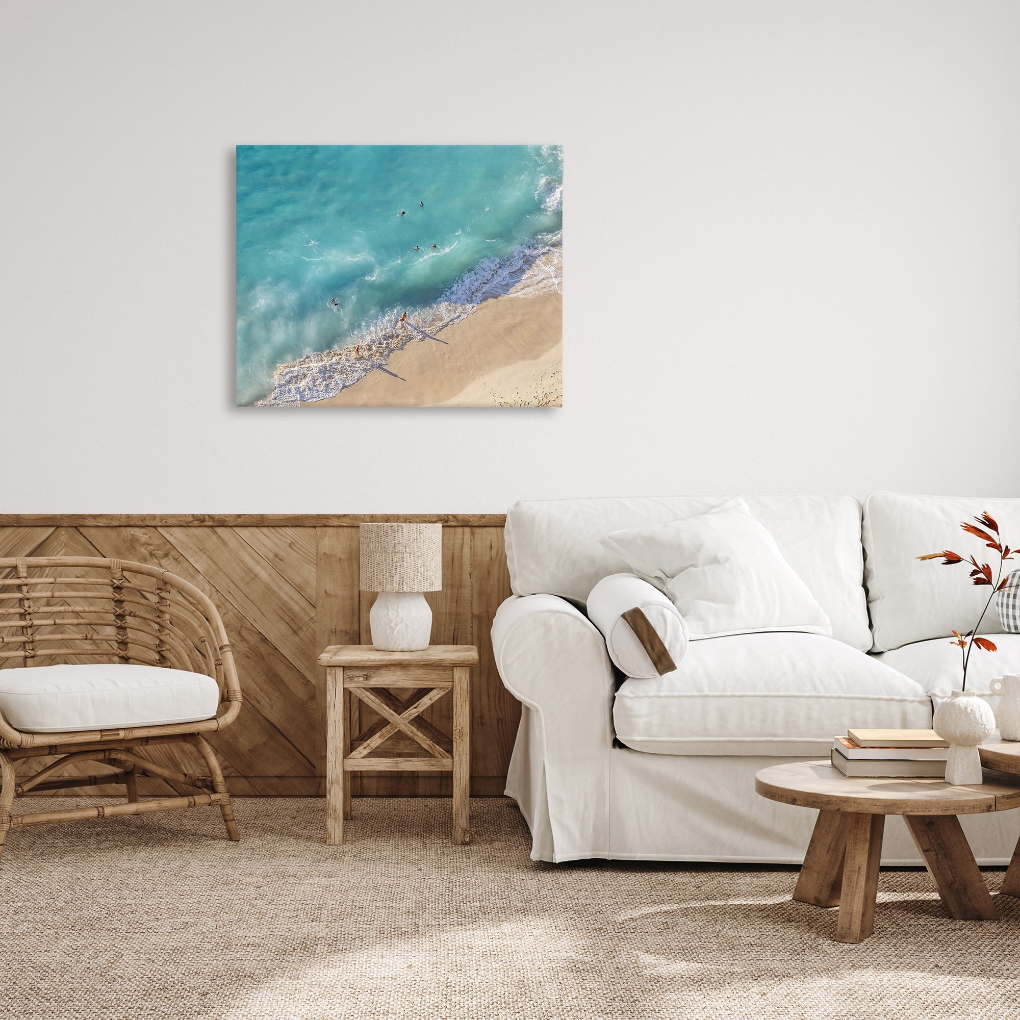 Stupell Industries Aerial Beach View Landscape Photography Gallery Wrapped Canvas Art Print Wall Art, 40 x 30