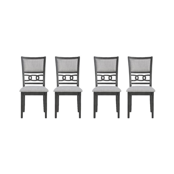 FurniFact Solid Wood Dining Chair Set of 4 Fabric Seat Contemporary Gray Style