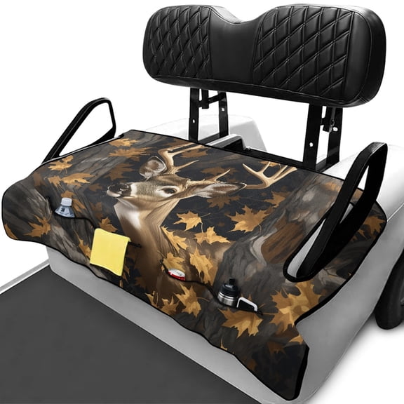 XYZCANDO Wild Deer Print 2-Seat Golf Cart Seat Cover With 4 Front Pockets, Non-Slip Washable Universal Accessory For Golfers
