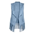 thumbnail image 4 of IUYRTFE Women's Western Fringe Sleeveless Vest Open Front Suede Cardigan with Long Fringe Trim, 4 of 9