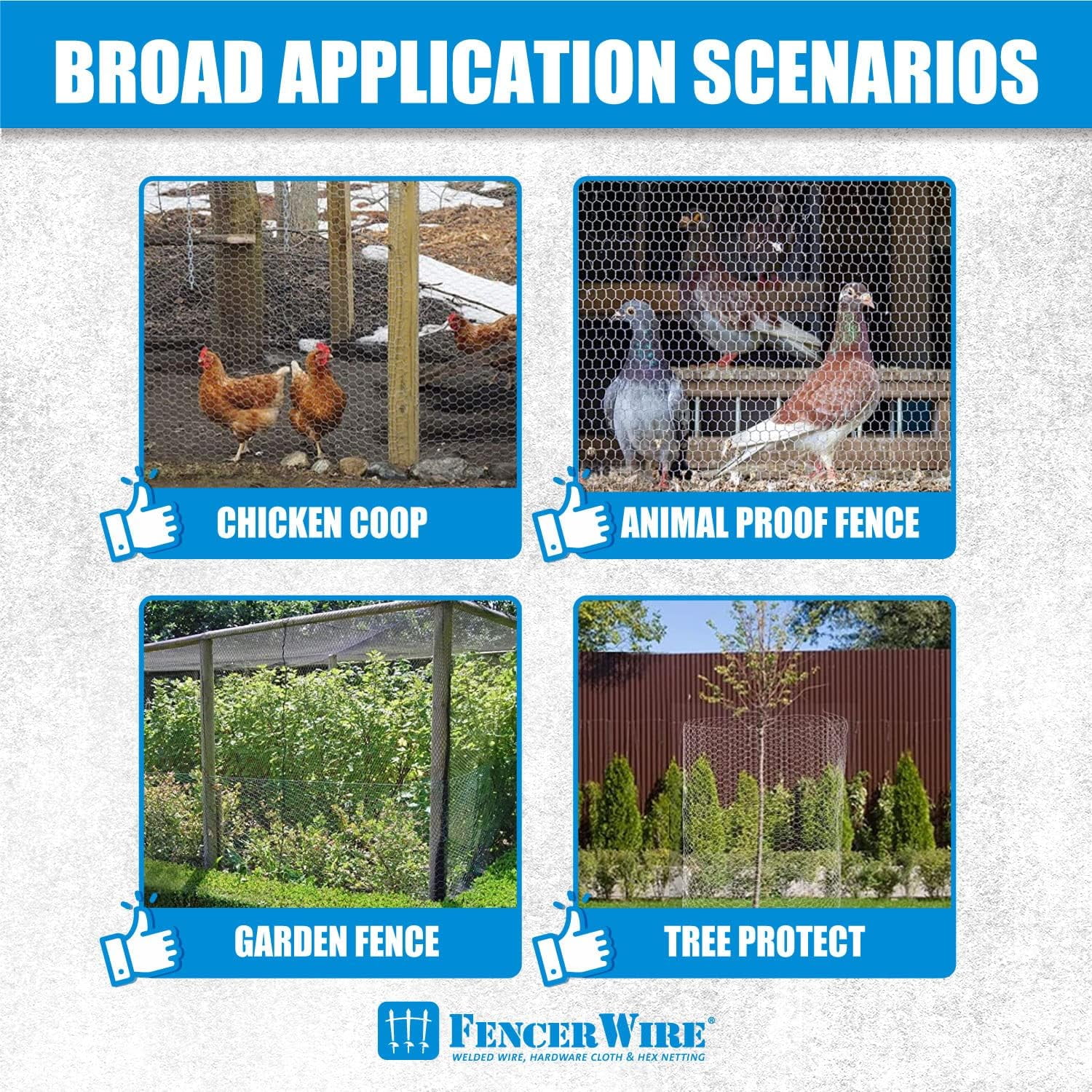 Fencer Wire Poultry Netting Fence, 20 Gauge Galvanized Hexagonal Chicken Wire Fence, 1-Inch Mesh Opening Size (4 ft. x 50 ft.)