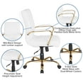 thumbnail image 4 of Emma + Oliver Mid-Back White LeatherSoft Executive Swivel Office Chair with Gold Frame/Arms, 4 of 12