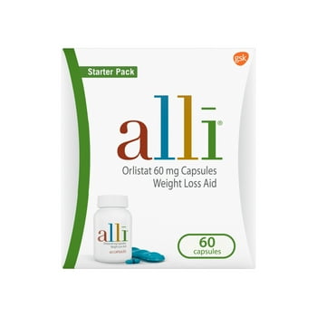 Alli Orlistat Weight Loss Supplement Capsules Starter Pack, 60 Mg, 60 Ct