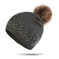 thumbnail image 2 of Hairball Hat Knitting Baby Cap Hemming Rhinestone Winter Cute Wool Keep Warm Kids Hat Toddler Girls Winter Hats, 2 of 4