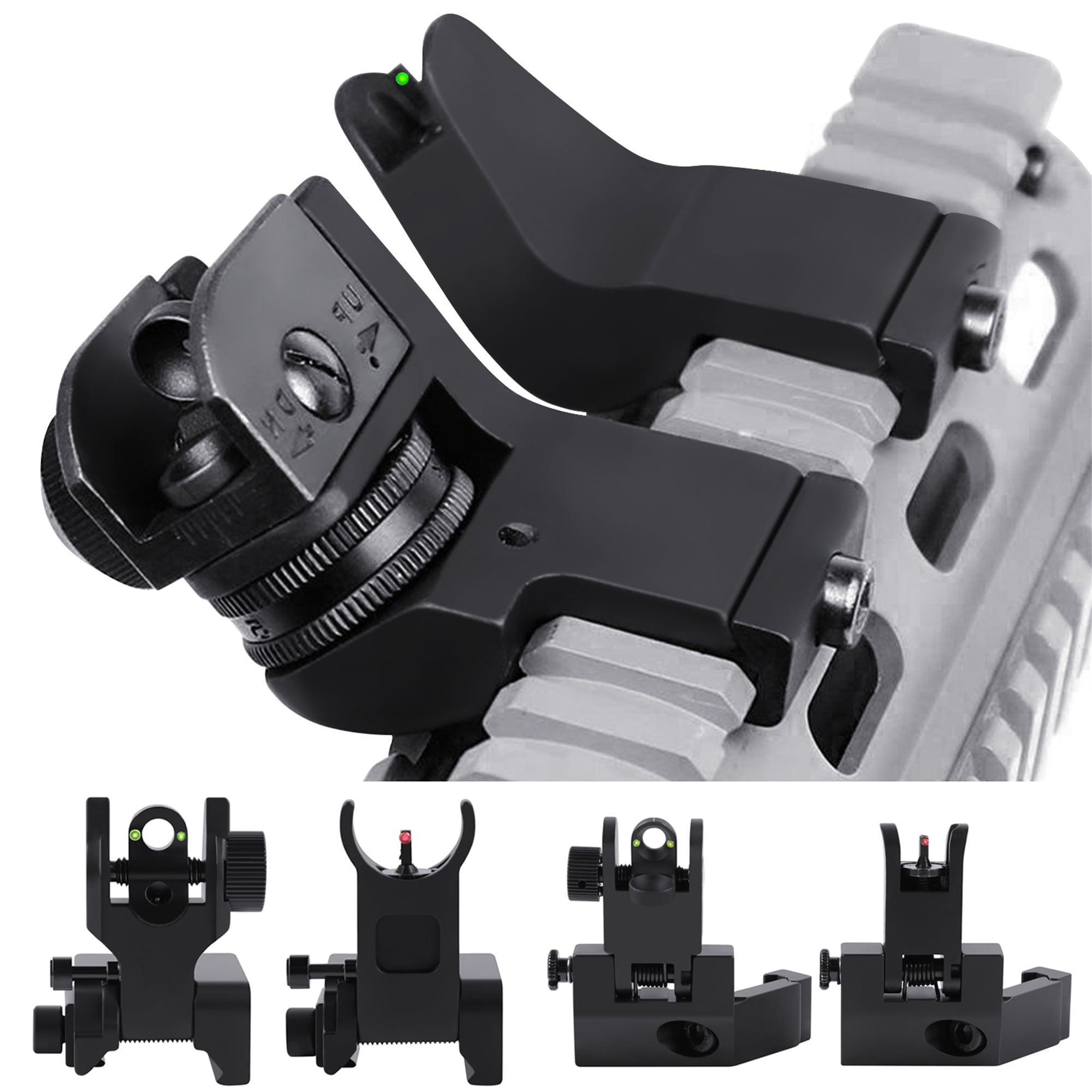 Tactical Low Profile Flipup Front Rear Sight Set Picatinny Weaver Rail