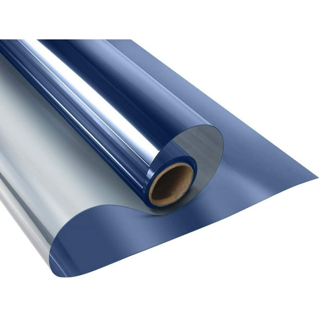 Blue-Silver Static Cling Window Film Anti UV Reflective Sun Blocking Daytime Privacy