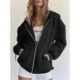 thumbnail image 5 of Womens Zip Up Hoodies Oversized Sweatshirts Fall School Fashion Outfits Casual Jackets Winter Clothes Black M, 5 of 9
