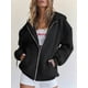 thumbnail image 5 of Sudaderas con Capucha y Cremallera para Mujer, Sudaderas Extragrandes, Conjuntos de Moda Escolar para Otoño, Chaquetas Informales, Ropa de Invierno Negro XXXL, 5 of 9