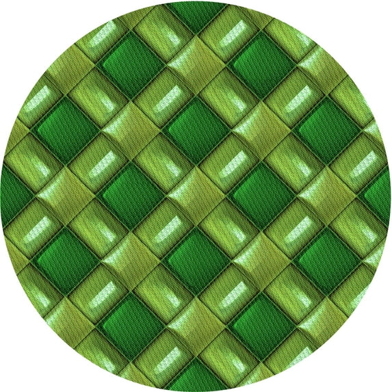 Ahgly Company Indoor Round Patterned Pea Green Area Rugs, 5' Round