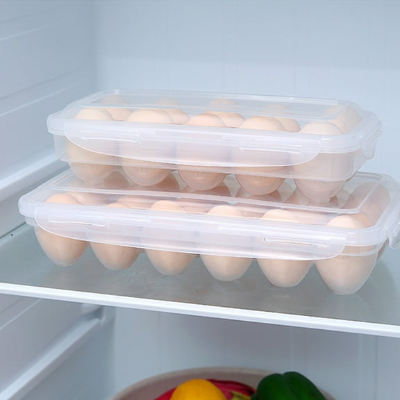 Yammee 10/18 Grid Egg Storage Box Eggs Tray with Lid Refrigerator Egg Rack Container Holder Fridge Organizer