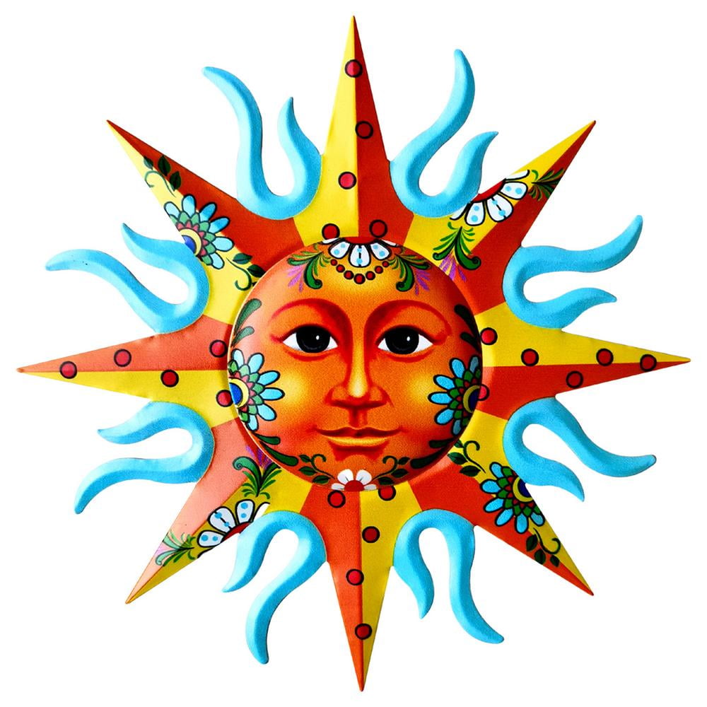 Yungwalm Metal Sun Wall Decor Colorful Sun Outdoor Wall Art Décor With