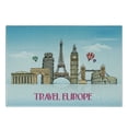 thumbnail image 3 of Europe Cutting Board, Travel Europe Words Famous Landmarks and Hot Air Balloons Hand Drawing Print, Decorative Tempered Glass Cutting and Serving Board, in 3 Sizes, by Ambesonne, 3 of 5