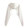 thumbnail image 4 of White Hoodie Womens Hoodie Oversized Sweatshirt Zip Up Hoodie Women Casual Wear The Design Of Women's Stacked Loose Pullover Blouse Feels Like A Half Length Short Hooded Sweater, 4 of 4