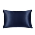 thumbnail image 2 of PiccoCasa 1Pc 19 Momme Silk Pillow Cover with Envelope Closure Navy Travel(14"x20"), 2 of 8
