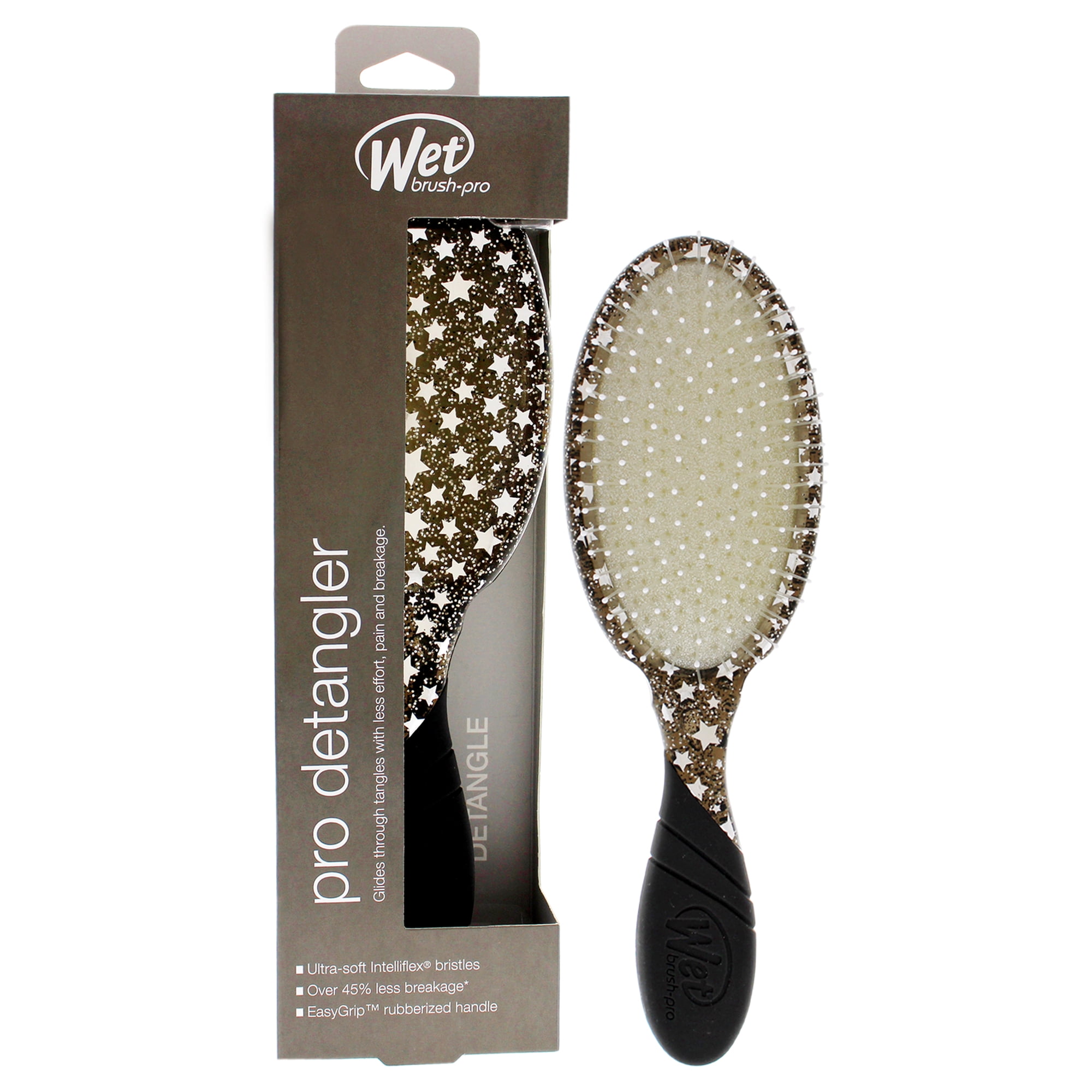 Wet Brush Pro Detangler Glitter Glam Brush Black Glitter Stars for