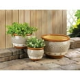 thumbnail image 2 of Accent Plus Earth-Tone Ceramic Diamond Pattern Planter Set, 2 of 2