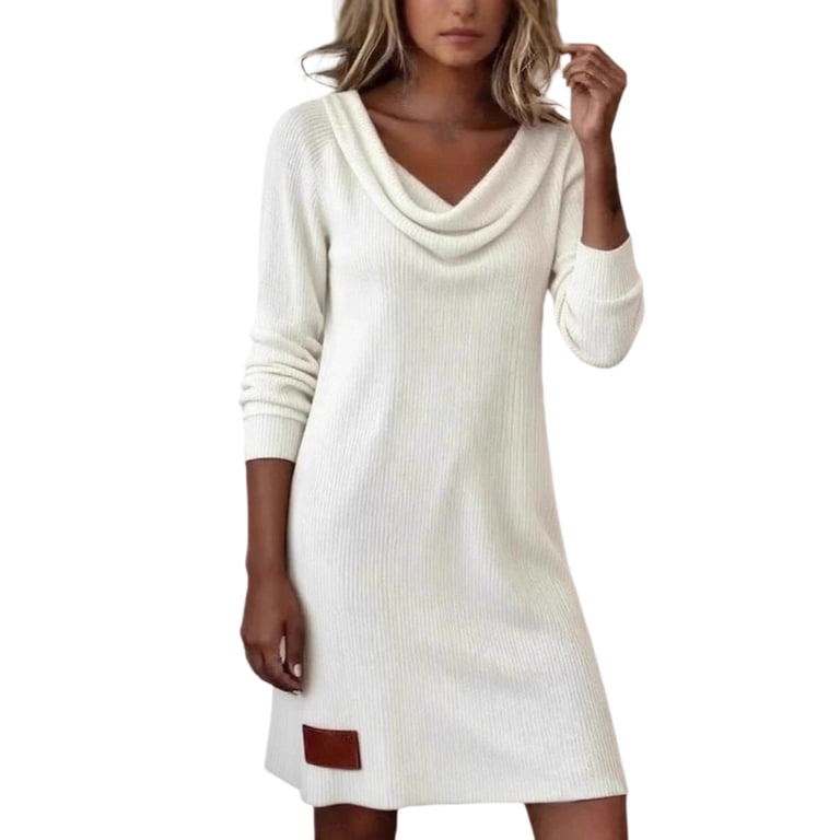 loose cowl neck sweater dress Cable Knit Cowl-Neck Sweater Dress