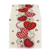 Nmdmisc Heart-Shaped Buttons Valentine's Day Table Runner, Seasonal Kitchen Dining Table Decoration for Indoor Home Party 13x72 Inch
