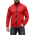 thumbnail image 6 of CBASIHI Mens Zip Up Sweatshirts with Pockets Casual Long Sleeve Fall Winter Stand Up Collar Warm Fleece Track Jacket Red 2XL, 6 of 9