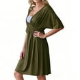 thumbnail image 3 of Stamzod Womens Maternity Dress Summer V Neck Nursing Breast Feeding Dress Short Sleeve Casual Knee High Pregnancy Dresses for Women Army Green M, 3 of 5