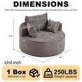 thumbnail image 2 of Leumius Corduroy Sponge Single Sofa,Fluffy Modern Sleeper Chair for Living Room, Bedroom, Lounge and Projection Room No Assembly Required Grey, 2 of 9