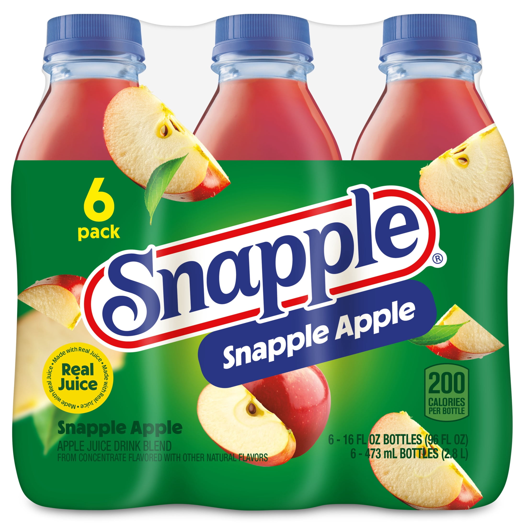 Snapple Apple Juice Drink, 16 fl oz, 6 Count Bottles