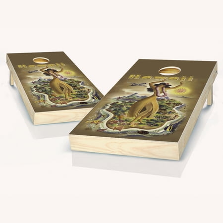 Skip's Garage Hawaii Poster Solid Wood Cornhole Board Set