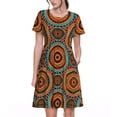 thumbnail image 1 of Fotbe African Tribal Style Vestido Largo de Moda para Mujer, Vestido Tipo Camiseta con Manga Corta y Estilo Casual a Rayas y Bloques de Color, 1 of 6