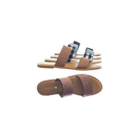 Coastline76 by Sunny Feet, Double Wide Strap Slip On Slipper Flat (Best Sandals For Sweaty Feet)