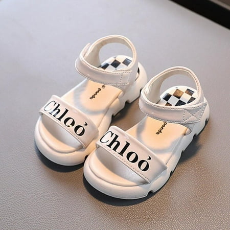 

Children Girls Sandals Summer Leisure Comfortable Cute Simple Letter Printing Soft Bottom Beach Shoes