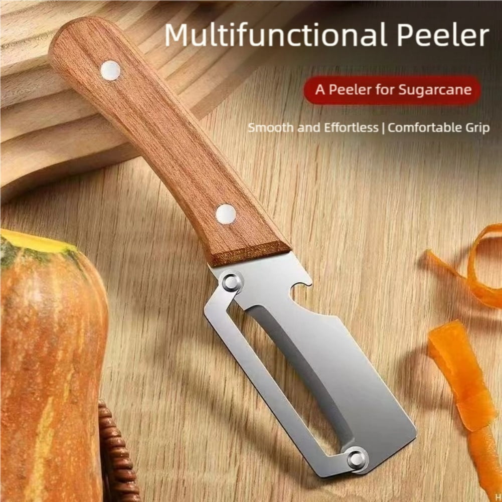 Vedaeyer Kitchen Multi-Function Stainless Steel Thickened Fruit Peeler Knife,Zero Snag Wooden Peeler,2-In-1 Multifunctional Design,Smooth, Ultra-Sharp Blade,Ideal For Kitchen Use